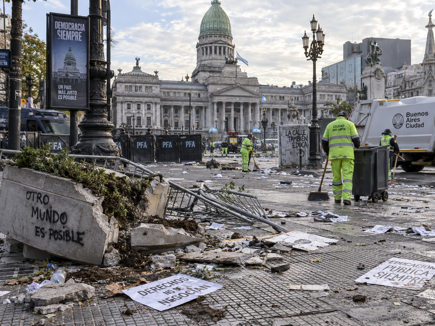 Portada de Incidentes tras la Marcha Federal Universitaria: la Ciudad estima en $90 millones los daños en el espacio público