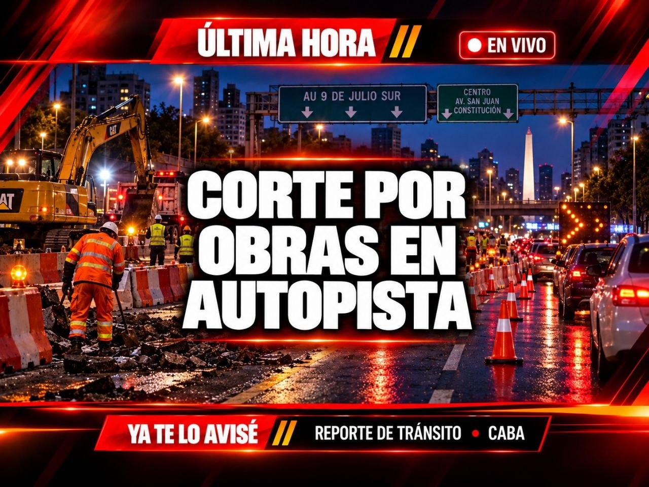 Imagen asociada a Alerta de tránsito (en verificación por imagen): desde el sábado y por 20 días estará cerrada la salida hacia Carabobo de Autopista 25 de Mayo (sentido centro)