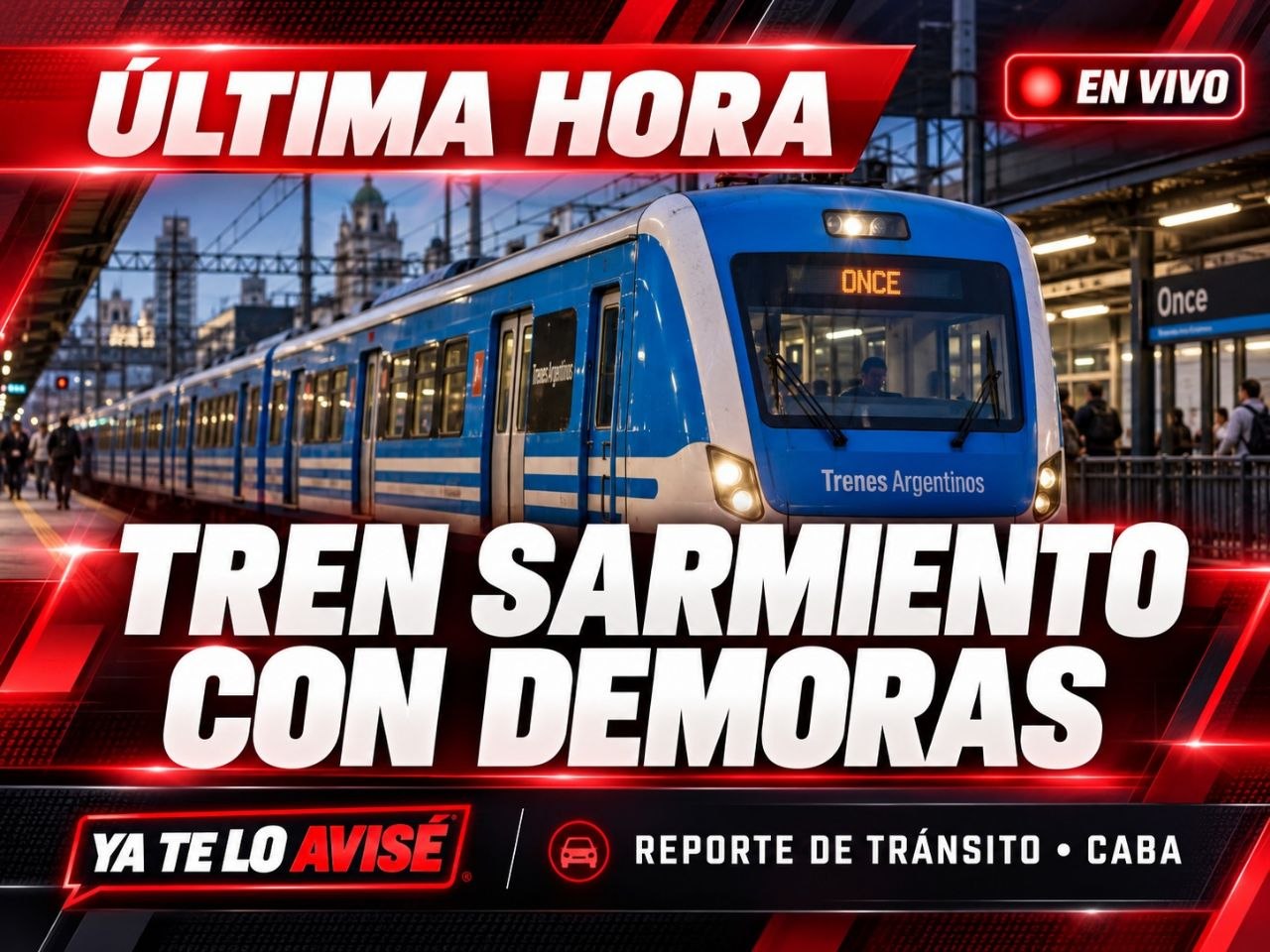 Imagen asociada a Alerta de servicio: Tren Sarmiento con demoras por problemas técnicos (dato preliminar: falta confirmar tramo y hora exacta)