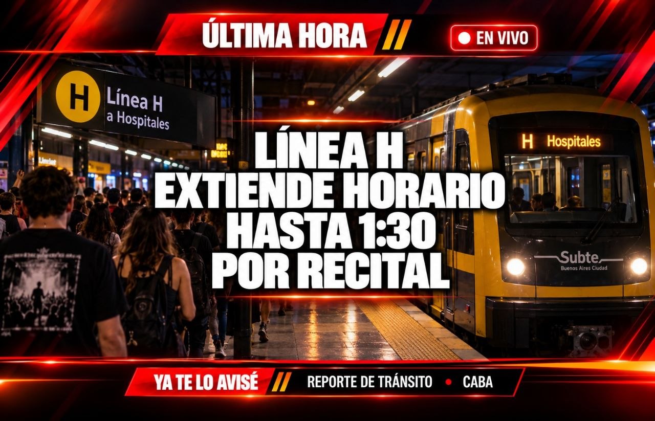 Imagen asociada a Alerta de servicio: Línea H extiende horario hasta la 1:30 por el recital de Iron Maiden