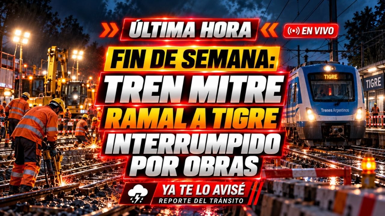 Imagen asociada a Alerta de servicio (Tren Mitre): según el aviso recibido, el ramal a Tigre está interrumpido por obras durante el fin de semana